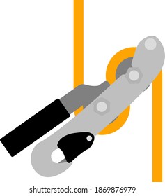 Alpinist Rope Ascender Icon. Flat Color Design. Vector Illustration.
