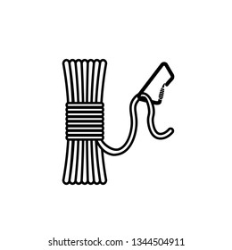 Alpinist, rope, icon. Summer vector icon Black Thin flat Symbol of Tourism for Web and App development Isolated on White Background. Vector
