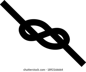 Alpinist Rope Knot Icon. Black Glyph Design. Vector Illustration.