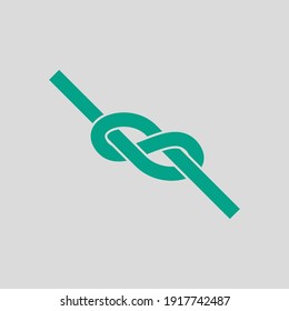 Alpinist Rope Knot Icon. Green on Gray Background. Vector Illustration.