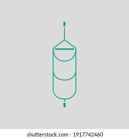 Alpinist Step Ladder Icon. Green on Gray Background. Vector Illustration.