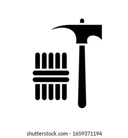 Alpinist tools black icon, concept illustration, vector flat symbol, glyph sign.