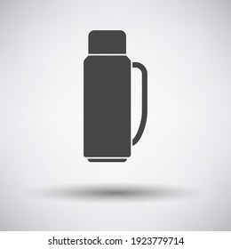 Alpinist Vacuum Flask Icon. Dark Gray on Gray Background With Round Shadow. Vector Illustration.