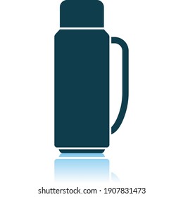 Alpinist Vacuum Flask Icon. Shadow Reflection Design. Vector Illustration.