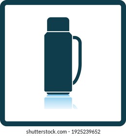 Alpinist Vacuum Flask Icon. Square Shadow Reflection Design. Vector Illustration.