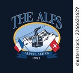 The Alps Gondola Alpine Skiing Graphic Vector