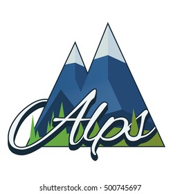 Alps icon in flat style isolated on white background. Logo,symbol stock vector illustration.