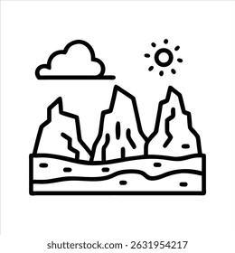 alps icon modern illustration art design black and white silhouette with bold outline 