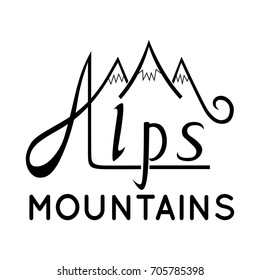 Alps logo, badge with mountais on white background. Vector illustration can be used for  commercial design.