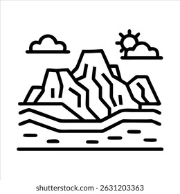 Alps object icon modern art design black and white with bold outline 