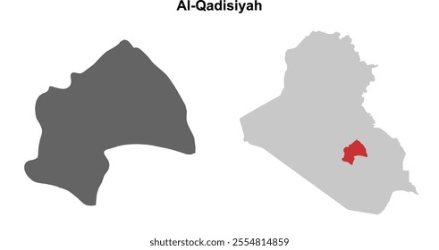 Al-Qadisiyah governorate blank outline map set