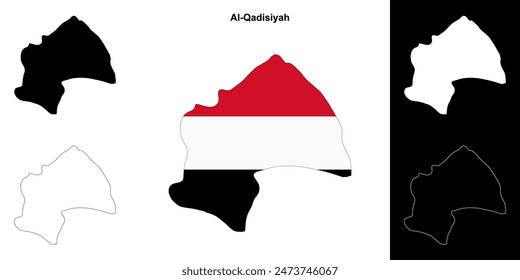 Al-Qadisiyah Governorate Outline Map Set