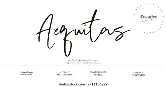 Alquitas is a bold, expressive brush script font with artistic strokes. Perfect for posters, fashion branding, bold logos, and creative designs.