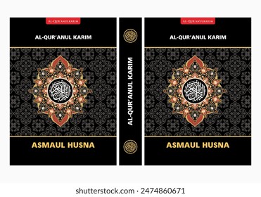 AL-QUR'AN BOOK COVER WITH MANDALA AND FLORAL VINTAGE BACKGROUND