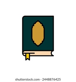 Al-Qur'an Icon - Glyph Icon - Editable Vector : Suitable for Islamic Theme and Other Graphic Related Assets.	