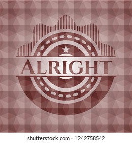 Alright red badge with geometric pattern background. Seamless.