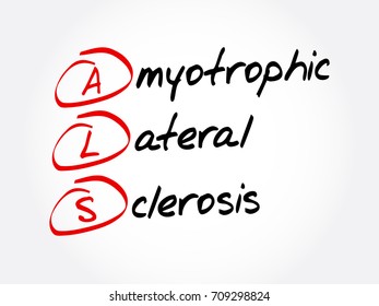 ALS - Amyotrophic Lateral Sclerosis, acronym health concept background