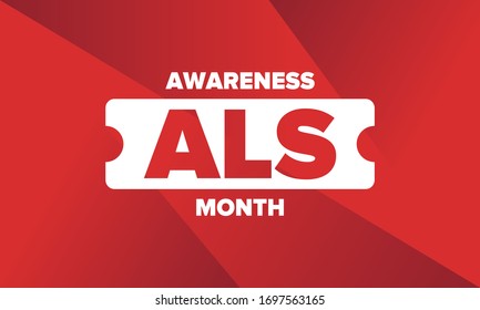 ALS Awareness Month. Amyotrophic lateral sclerosis. Annual campaign is held in May in United States. Control and protection. Prevention campaign. Medical health care concept. Vector illustration