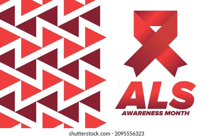 ALS Awareness Month. Amyotrophic lateral sclerosis. Annual campaign is held in May in United States. Control and protection. Prevention campaign. Medical health care concept. Vector illustration