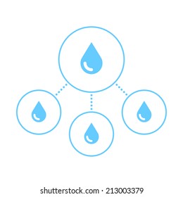 ALS Ice Bucket Challenge concept in flat style. Blue water drop on white circle icon with long shadow isolated on background. Vector illustration graphic design element save in 8 eps.