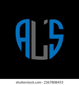 Diseño creativo del logo de la carta ALS. Diseño único de ALS.
