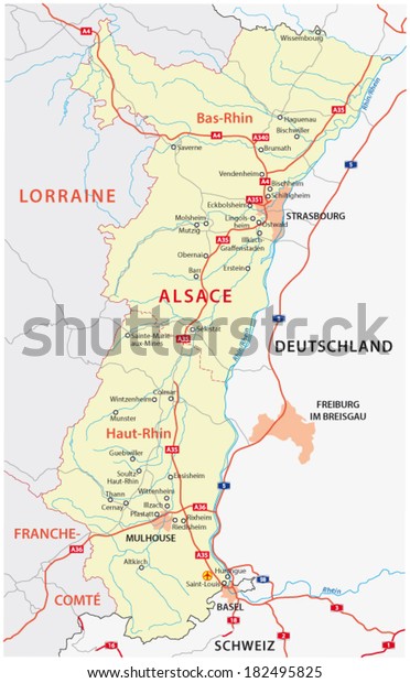 karta över alsace Stockvektor 182495825 med Alsace Rod Map (royaltyfri)