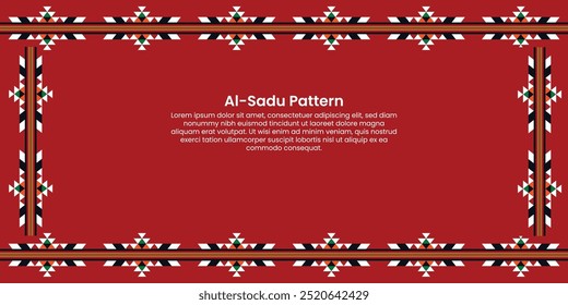 Patrón de Al-Sadu: Diseño tribal tradicional saudita - frontera de Vector para proyectos textiles y culturales de Oriente Medio