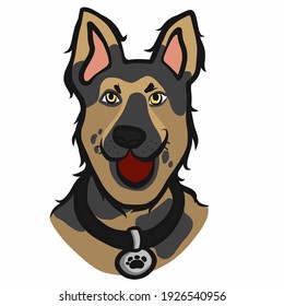 Alsatian dog face cartoon vector illustration