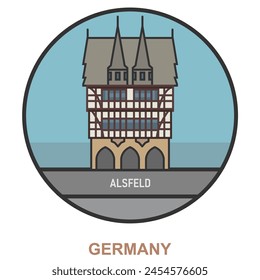 Alsfeld. Cities and towns in Germany. Flat landmark