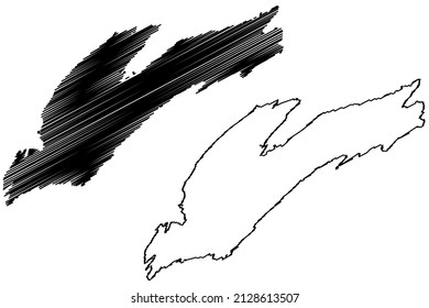 Alsta island (Kingdom of Norway) map vector illustration, scribble sketch Alsten or Alstein map