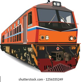 alstom Diesel Electric locomotive ,Train in thailand vector on white background