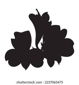 Alstroemeria black silhouette. Peruvian lily tropical flower, vector illustration isolated on white background.