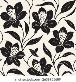 Alstroemeria in Blossom Flower Grid Pattern