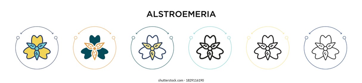Alstroemeria icon in filled, thin line, outline and stroke style. Vector illustration of two colored and black alstroemeria vector icons designs can be used for mobile, ui, web