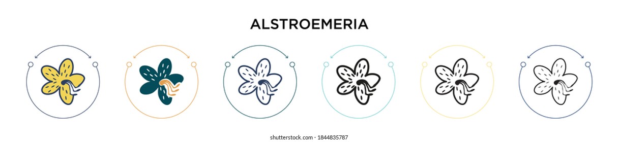 Alstroemeria icon in filled, thin line, outline and stroke style. Vector illustration of two colored and black alstroemeria vector icons designs can be used for mobile, ui, web
