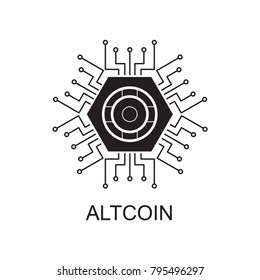 alt coin icon flat balck