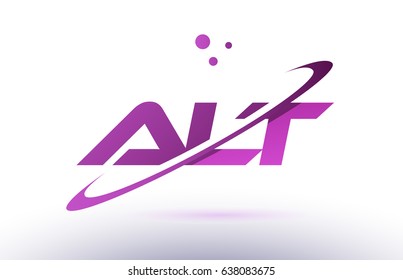 alt a l t  alphabet letter logo combination purple pink creative text dots company vector icon design template