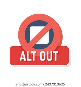 Alt sign out isolated flat vector illustration