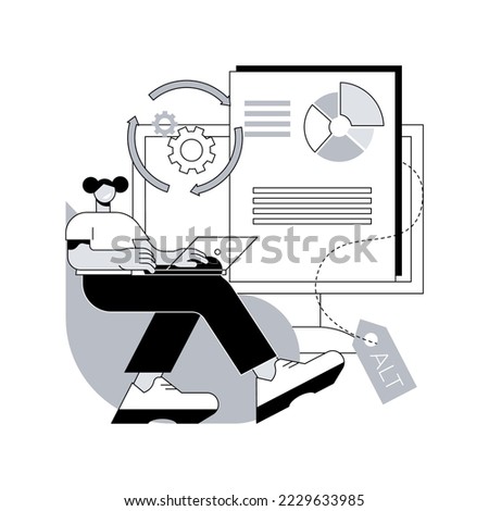 Alt tag optimization abstract concept vector illustration. Website optimization service, alt tag, page navigation, UI element design, menu bar, SEO image description, web search abstract metaphor.