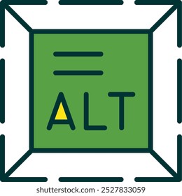 Alt Text Filled Two Color Vector Icon Design