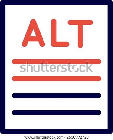 Alt text Line Red Filled Vector Icon Design