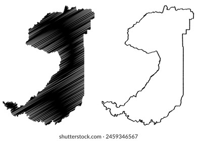 Alta Floresta dOeste municipality (State of Rondônia or Rondonia, RO, Municipalities of Brazil, Federative Republic of Brazil) map vector illustration, scribble sketch Alta Floresta d'Oeste map