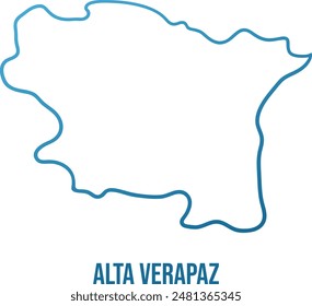 Alta Verapaz administrative department map. Hand drawn simple stylized outline shape. Isolated vector illustration.