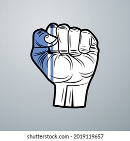 Altai Republic Flag with Hand Design isolated on white background. Vector illustration