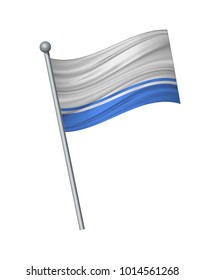 Altai Republic flag on the flagpole. Official colors and proportion correctly. waving of Altai Republic flag on flagpole, vector illustration isolate on white background.