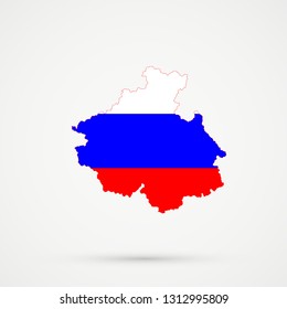 Altai Republic map in Russia flag colors, editable vector.