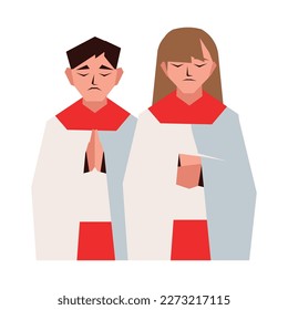 altar boy and girl character icon