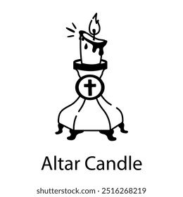 Altar candle icon in drawing style 