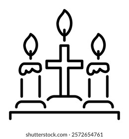 Altar candles icon in linear style 