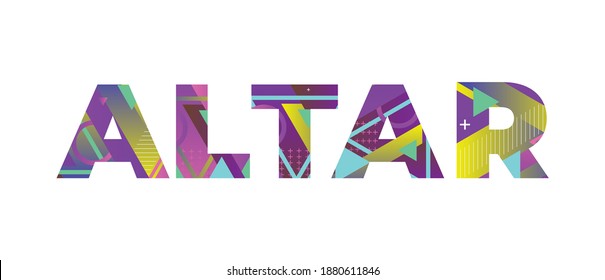 Altar Concept Retro Colorful Word Art Illustration